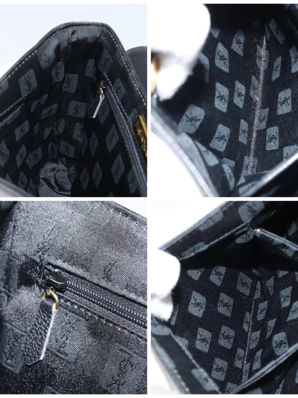 SAINT LAURENT Hand Bag Leather Black Gold Auth 174481 - Picture 14 of 15